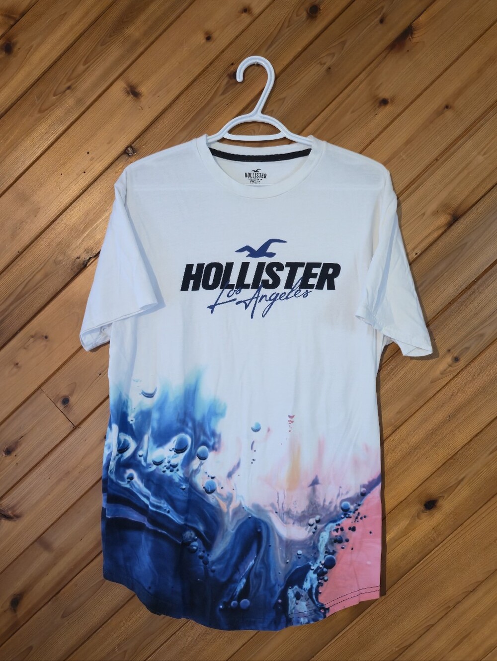 Hollister California Curved Hem Longline Fit Size L 100% Cotten